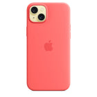 Apple Silicone Case with MagSafe for iPhone 15 Plus - Guava-The silky, soft-touch finish of the silicone exterior feels great in your hand