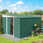 Outsunny 11' x 9' Steel Garden Storage Shed-Lock-on door for security, the padlock can be added (not included)  
