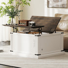 HOMCOM Lift Top Coffee Table with Charging Station and Storage - White-Flip-top with buffer hinges ensures quiet closing and prevents pinched fingers