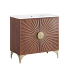 Modway Daylight 36" Bathroom Vanity - White/Walnut-Modern Bathroom Vanity Cabinet