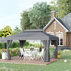 Outsunny 13 ft W x 10 ft L Patio Gazebo - Outdoor Gazebo Canopy - Dark Grey-UV resistant canopy with PA coating