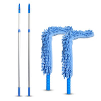 Gritt Commercial 22" Flexible Wand Duster - Microfiber and Chenille Sleeve - 6' Telescopic Pole - 2 Pack -Sleeves are machine washable