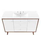 Modway Transmit 48" Single Sink Bathroom Vanity - Walnut/White-Splayed Wood Legs