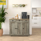 HOMCOM 39.8" L Sideboard Buffet Cabinet with Storage - Grey-Three-level adjustable shelves meet various storage needs