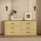 Manhattan Comfort Clifford Traditional 6-Drawer Double Dresser - Natural Oak-Smooth-Glide Drawer: Features easy-glide, non-ball-bearing tracks for everyday convenience
