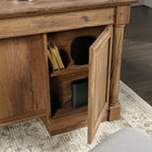 Sauder Palladia Executive Desk, Vintage Oak-Lower file drawers with full extension slides hold letter, legal or European size hanging files