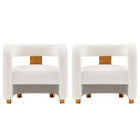 Manhattan Comfort Amirah 28.94" Modern Velvet Upholstered Accent Chair - White - 2 Pack-Modern Accent Chair for Living Room Usage