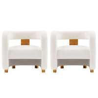 Manhattan Comfort Amirah 28.94" Modern Velvet Upholstered Accent Chair - White - 2 Pack-Modern Accent Chair for Living Room Usage