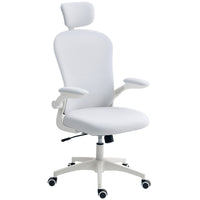 Vinsetto Mesh Office Chair with Headrest and 4D Lumbar Support - White-Take a break and stretch out with a tilt function