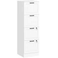 HOMCOM 4-Drawer Filing Cabinet with Lock - White-Four file drawers minimizes office clutter
