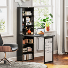 HOMCOM 38.6" Fold-out Wall Mount Convertible Computer Desk with Whiteboard - Black-2-in-1 design combines a folding desk with an open storage shelf, providing ample storage space for books and stationery essentials