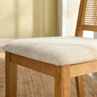 Modway Arlo Faux Rattan and Wood Dining Side Chairs - Natural/Heathered Weave Light Beige - 2 Pack-Dense Foam Padding