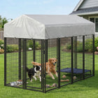 PawHut Dog Kennel House - Metal - Playpen Patio Shelter with Roof-Powder-coated steel frame resists rust and enhances strength
