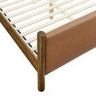 Modway Maven Queen Size Vegan Leather Upholstered Platform Bed - Tan Walnut-Weight Capacity: 794 lb