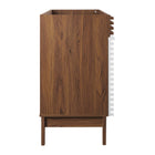 Modway Render 48" Double Sink Compatible Bathroom Vanity Cabinet - White/Walnut-Soft-Close Doors