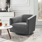 Modway Twist Accent Lounge Performance Velvet Swivel Chair - Grey-Performance Velvet Upholstery