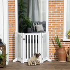PawHut 3-Panel Foldable Dog Gate with Feet - White-Two additional supports for increased stability 