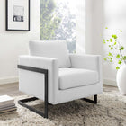 Modway Posse Upholstered Fabric Accent Chair - Black White-Polyester Fabric Upholstery
