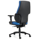 Offices to Go Kazan FX High Back Synchro-Tilter Chair - Black/Blue-Pneumatic seat height adjustment to raise or lower seat height allowing your feet to rest flat on the floor in order to avoid pressure under your thighs which eases blood flow