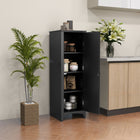 HOMCOM 48" H 4-Tier Kitchen Pantry Cabinet with Adjustable Shelves - Black-Slim and tall build suits compact spaces 