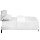 Modway Laura Vinyl Full Platform Bed with Squared Tapered Legs - White-Center Rail with Support Two Legs