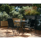 Flash Furniture Nantucket 6-Piece Patio Garden Set with Table, Umbrella & 4 Folding Chairs - Black-Black Powder Coat Finish