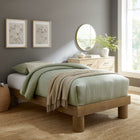 Modway Runa Wood Twin Platform Bed - French Oak-Round Post Legs