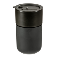 Gry Mattr Ceramic Silicone Sleeve Travel Cup - 360 ml - Black-Solid ceramic construction with deep black finish