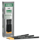 Dixon China Markers - Black - 12 Pack-Marks are water resistant and colourfast