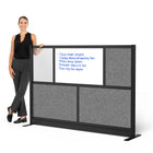 Luxor Modular Wall with Whiteboard - 70" W x 48" H - Segmented Black Frame, Frosted Acrylic, Cool Grey PET-Enhances light flow while reducing distractions