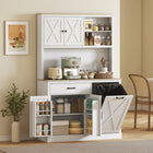 HOMCOM 69" H Cabinet with Charging Station - White-A large countertop provides space for meal prep and small appliances 