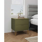 Manhattan Comfort DUMBO 20.07" Modern 2-Drawer Nightstand - Olive Green-Includes 2 Full Extension Drawers Designed in Vertical Textured Ribbed Lines