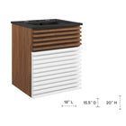 Modway Render 18" Wall-Mount Bathroom Vanity - White/Walnut/Black-Wall-Mount Design
