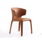 Manhattan Comfort Conrad 20.47" Mid-Century Modern Faux Leather Upholstered Dining Chairs - Saddle - Set of 2-Refined Stitching with Contoured Back