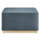 Modway Tilden Large 28" Square Performance Velvet Upholstered Ottoman - Cadet Blue/Natural-Weight Capacity: 506 lbs.