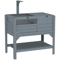 PawHut Wooden Tortoise House with Shelf, Lamp, Frame and Tray - Dark Grey-Two openable lids FOR easy cleaning,lockable design FOR safety
