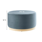 Modway Tilden Large 29" Round Performance Velvet Upholstered Ottoman - Cadet Blue/Natural-Stain-Resistant Fabric