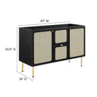 Modway Chaucer 48" Bathroom Vanity Cabinet - Black-Adjustable Shelves