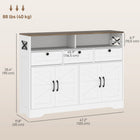 HOMCOM 47.2" L Sideboard Storage Cabinet - White-Rustic farmhouse charm enhanced by barn door design