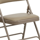 Flash Furniture HERCULES Series Curved Triple Braced & Double-Hinged Beige Vinyl Metal Folding Chair-Double-Hinged