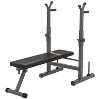 Soozier Adjustable Weight Bench - Grey-More stable steel H-shaped base and extra-thick work out bench to form a stable structure