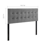 Modway Emily Biscuit Tufted Performance Velvet King Headboard - Grey-Velvet Polyester Upholstery