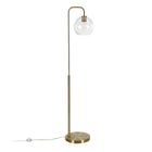Hudson&Canal Harrison Arc Floor Lamp with Glass Shade - Brass/Clear-Paired with a clear globe glass shade