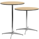 Flash Furniture 30" Round Wood Cocktail Table with 30" & 42" Columns-Double Coated Polyurethane Varnish Bottom