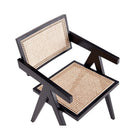 Manhattan Comfort Hamlet 19.67" Industry Chic Dining Arm Chair - Black and Natural Cane - Set of 2-10