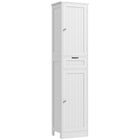 HOMCOM Tall Bathroom Storage Cabinet with Doors, Drawer and Adjustable Shelf - White-A drawer and 2 storage cabinets store toiletries and towels neatly