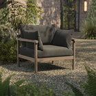 Modway Eleni Outdoor Teak Wood Armchair - Weathered Grey Flint-Slatted Seat