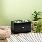PawHut Elevated Dog Bowl Feeding Station with Stand - Black-Its raised design prevents body strain from your pet 