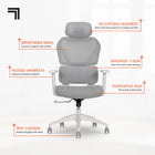 Sharper Image S-800 Ergonomic Mesh Swivel Executive Massage Chair - Light Grey-Breathable mesh headrest, backrest and lumbar