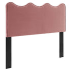 Modway Current Performance Velvet Queen Platform Bed with Wood Legs and Gold Metal Sleeves - Dusty Rose-Wood Legs With Gold Metal Sleeves and Non-Marking Caps
